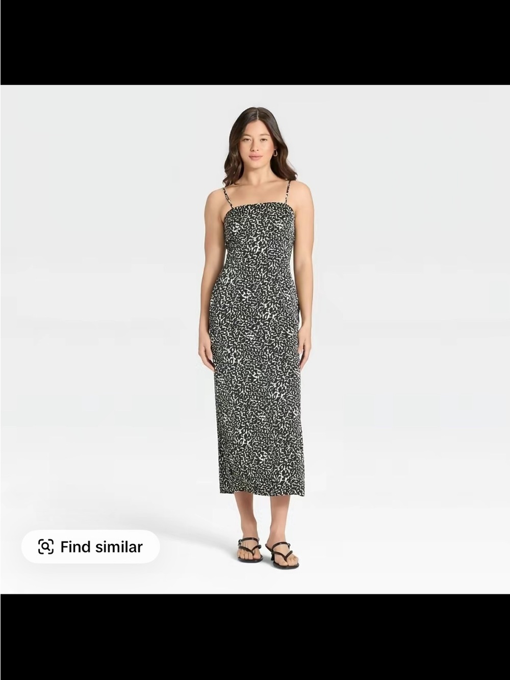 Spaghetti Strap Black & White Printed Midi Dress(Never worn)